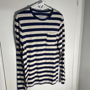 J. crew nautical Striped Navy and White Men's medium long sleeve NWT
